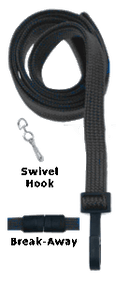 Brady 2138-5001 5/8" Ribbed Material Lanyard Badge Card Holder - w/ Break-Away - Black - Swivel Hook