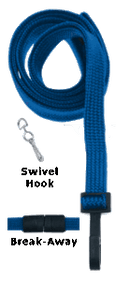2137-5002 3/8" Flat Braided Lanyard Badge Card Holder - w/ Break-Away - Royal Blue - Swivel Hook