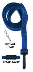 Brady 2137-5003 3/8" Flat Braided Lanyard Badge Card Holder - w/ Break-Away - Navy Blue - Swivel Hook