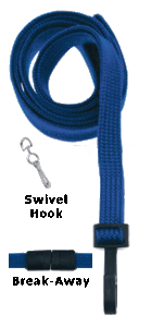 Brady 2137-5003 3/8" Flat Braided Lanyard Badge Card Holder - w/ Break-Away - Navy Blue - Swivel Hook