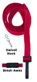 Brady 2137-5006 3/8" Flat Braided Lanyard Badge Card Holder - w/ Break-Away - Red - Swivel Hook