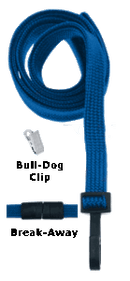 Brady 2137-6002 3/8" Flat Braided Lanyard Badge Card Holder - w/ Break-Away - Royal Blue - Bull-Dog Clip