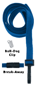 Brady 2137-6002 3/8" Flat Braided Lanyard Badge Card Holder - w/ Break-Away - Royal Blue - Bull-Dog Clip