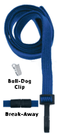 Brady 2137-6003 3/8" Flat Braided Lanyard Badge Card Holder - w/ Break-Away - Navy Blue - Bull-Dog Clip