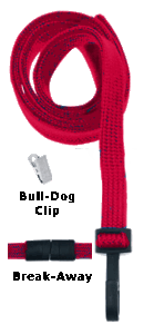 Brady 2137-6006 3/8" Flat Braided Lanyard Badge Card Holder - w/ Break-Away - Red - Bull-Dog Clip