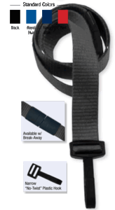 Brady 2138-4035 5/8" Ribbed Material Lanyard Badge Card Holder - w/ Break-Away - Black - Narrow "No-Twist"