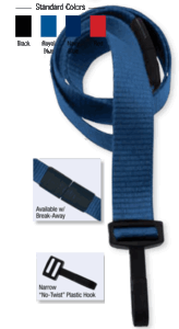 Brady 2138-4080 5/8" Ribbed Material Lanyard Badge Card Holder - w/ Break-Away - Navy Blue - Narrow "No-Twist"