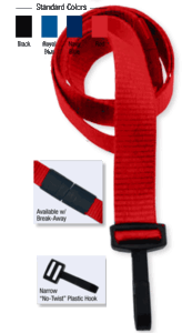 Brady 2138-4110 5/8" Ribbed Material Lanyard Badge Card Holder - w/ Break-Away - Red - Narrow "No-Twist"