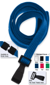 Brady 2138-4781 5/8" "No Twist" Lanyard Badge Card Holder - w/ Break Away - Royal Blue - Wide "No Twist" Plastic Hook