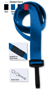 Brady 2138-5002 5/8" Ribbed Material Lanyard Badge Card Holder - w/ Break-Away - Royal Blue - Swivel Hook