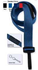 Brady 2138-5003 5/8" Ribbed Material Lanyard Badge Card Holder - w/ Break-Away - Navy Blue - Swivel Hook