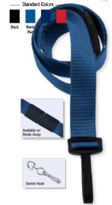 Brady 2138-5003 5/8" Ribbed Material Lanyard Badge Card Holder - w/ Break-Away - Navy Blue - Swivel Hook