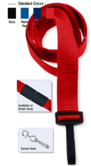 Brady 2138-5006 5/8" Ribbed Material Lanyard Badge Card Holder - w/ Break-Away - Red - Swivel Hook