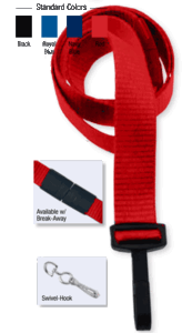 Brady 2138-5006 5/8" Ribbed Material Lanyard Badge Card Holder - w/ Break-Away - Red - Swivel Hook