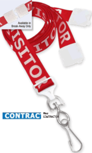 Brady 2138-5215 5/8" ultraweave Pre-Printed Lanyards - w/ break-away - blue w/ White "Contractor" Letters