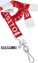 Brady 2138-5220 5/8" ultraweave Pre-Printed Lanyards - w/ break-away - black w/ White "staff" Letters