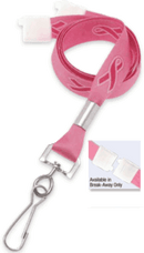 Brady 2138-5286 5/8" Satin-Like Pink Ribbon on Pink Lanyard Badge Card Holder - Swivel Hook
