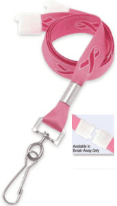 Brady 2138-5286 5/8" Satin-Like Pink Ribbon on Pink Lanyard Badge Card Holder - Swivel Hook