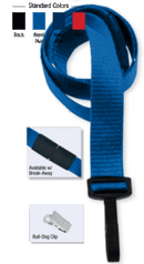 Brady 2138-6002 5/8" Ribbed Material Lanyard Badge Card Holder - w/ Break-Away - Royal Blue - Bull-Dog Clip