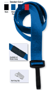Brady 2138-6002 5/8" Ribbed Material Lanyard Badge Card Holder - w/ Break-Away - Royal Blue - Bull-Dog Clip