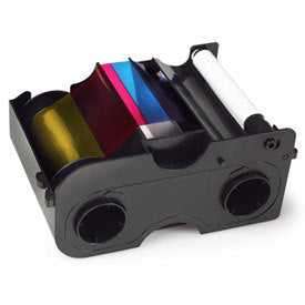 Fargo 44229 Persona YMCKO Half Panel Refill Ribbon w/Cleaning Roller: Full-color ribbon w/ resin black & clear overlay panel - 350 images