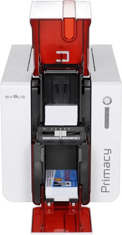 Evolis PM1HB000RS Primacy Simplex Expert Mag ISO Fire Red Printer with Mag ISO Dual HiCo/LoCo 3-track magnetic stripe encoder, USB & Ethernet, with Cardpresso XXS software licence