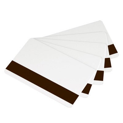 Zebra 104523-112 Zebra white PVC cards, 30 mil low coercivity magnetic stripe (500 cards)