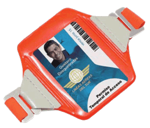 1840-7321 Reflective Arm Band Badge Card Holder- Vertical - Neon Orange