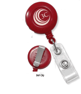 2120-3036 Most Economical Reel Badge Holder-w/ slid-type belt clip - Red