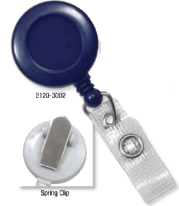 2120-4752 Economical Reel Badge Card Holder - Blue - w/ Spring Clip