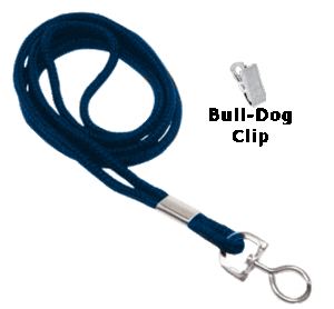 2135-3252 1/8" Round Braided Lanyard Badge Card Holder - Non Break-Away - Royal Blue - Bull Dog Clip