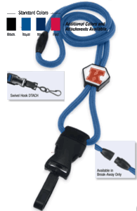 2135-4503 1/4" optibraid DTACH Lanyard Badge Card Holder w/ Break-Away & Diamond Slider - Navy Blue - Swivel Hook DTACH
