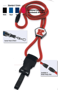 2135-4576 1/4" optibraid DTACH Lanyard Badge Card Holder w/ Break-Away & Round Slider - Red - Swivel Hook DTACH