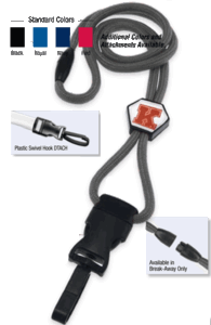 2135-4509 1/4" optibraid DTACH Lanyard Badge Card Holder w/ Break-Away & Diamond Slider - Black - Plastic Swivel Hook DTACH