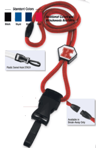 2135-4512 1/4" optibraid DTACH Lanyard Badge Card Holder w/ Break-Away & Diamond Slider - Red - Plastic Swivel Hook DTACH