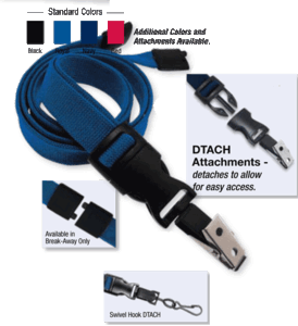 2135-4647 5/8" optiweave DTACH Lanyard Badge Card Holder w/ Break-Away - Navy Blue - Swivel Hook DTACH
