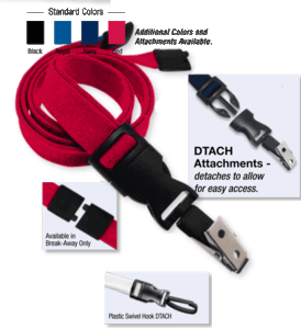 2135-4656 5/8" optiweave DTACH Lanyard Badge Card Holder w/ Break-Away - Red - Plastic Swivel Hook DTACH