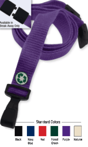2137-2049 3/8" Bamboo Lanyard Badge Card Holder - Purple - Wide "No-Twist" Plastic Hook