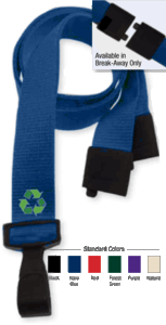 2137-2058 3/8" P.E.T. Recycled Lanyard Badge Card Holder - Navy Blue - Wide "No-Twist" Plastic Hook