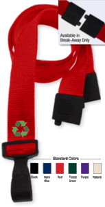 2137-2060 3/8" P.E.T. Recycled Lanyard Badge Card Holder - Red - Wide "No-Twist" Plastic Hook