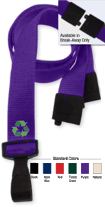 2137-2061 3/8" P.E.T. Recycled Lanyard Badge Card Holder - Purple - Wide "No-Twist" Plastic Hook
