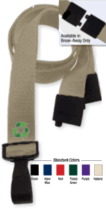 2137-2062 3/8" P.E.T. Recycled Lanyard Badge Card Holder - Natural - Wide "No-Twist" Plastic Hook