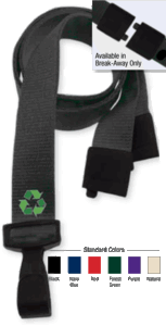 2137-2063 5/8" P.E.T. Recycled Lanyard Badge Card Holder - Black - Wide "No-Twist" Plastic Hook