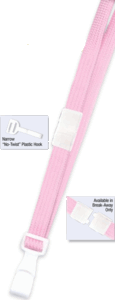 2137-4090 3/8" Flat Braid Awareness Lanyard Badge Card Holder - Pink - Narrow "No-Twist" Plastic Hook