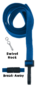 2137-5002 3/8" Flat Braided Lanyard Badge Card Holder - w/ Break-Away - Royal Blue - Swivel Hook