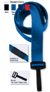 2138-4040 5/8" "No Twist" Lanyard Badge Card Holder - w/ Break Away - Royal Blue - Narrow "No Twist" Plastic Hook