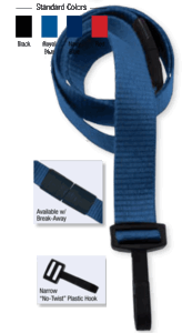 2138-4080 5/8" Ribbed Material Lanyard Badge Card Holder - w/ Break-Away - Navy Blue - Narrow "No-Twist"