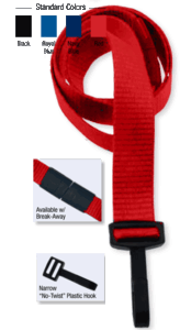 2138-4110 5/8" Ribbed Material Lanyard Badge Card Holder - w/ Break-Away - Red - Narrow "No-Twist"