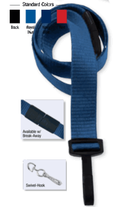 2138-5003 5/8" Ribbed Material Lanyard Badge Card Holder - w/ Break-Away - Navy Blue - Swivel Hook