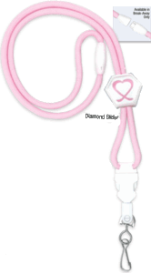 2138-5283 Pink Lanyard Badge Card Holder w/ Diamond Slider - Swivel Hook DTACH